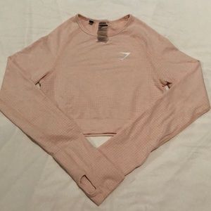 Light pink GYMSHARK vital seamless crop top, SMALL